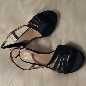 I.Miller Satin Navy Slip on heels EUC